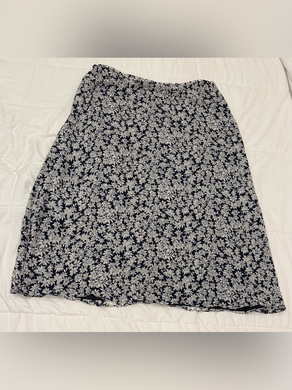 LAUREN Ralph Lauren Navy Blue Silk Floral Midi Maxi Skirt Waist 19" (XL 16)
